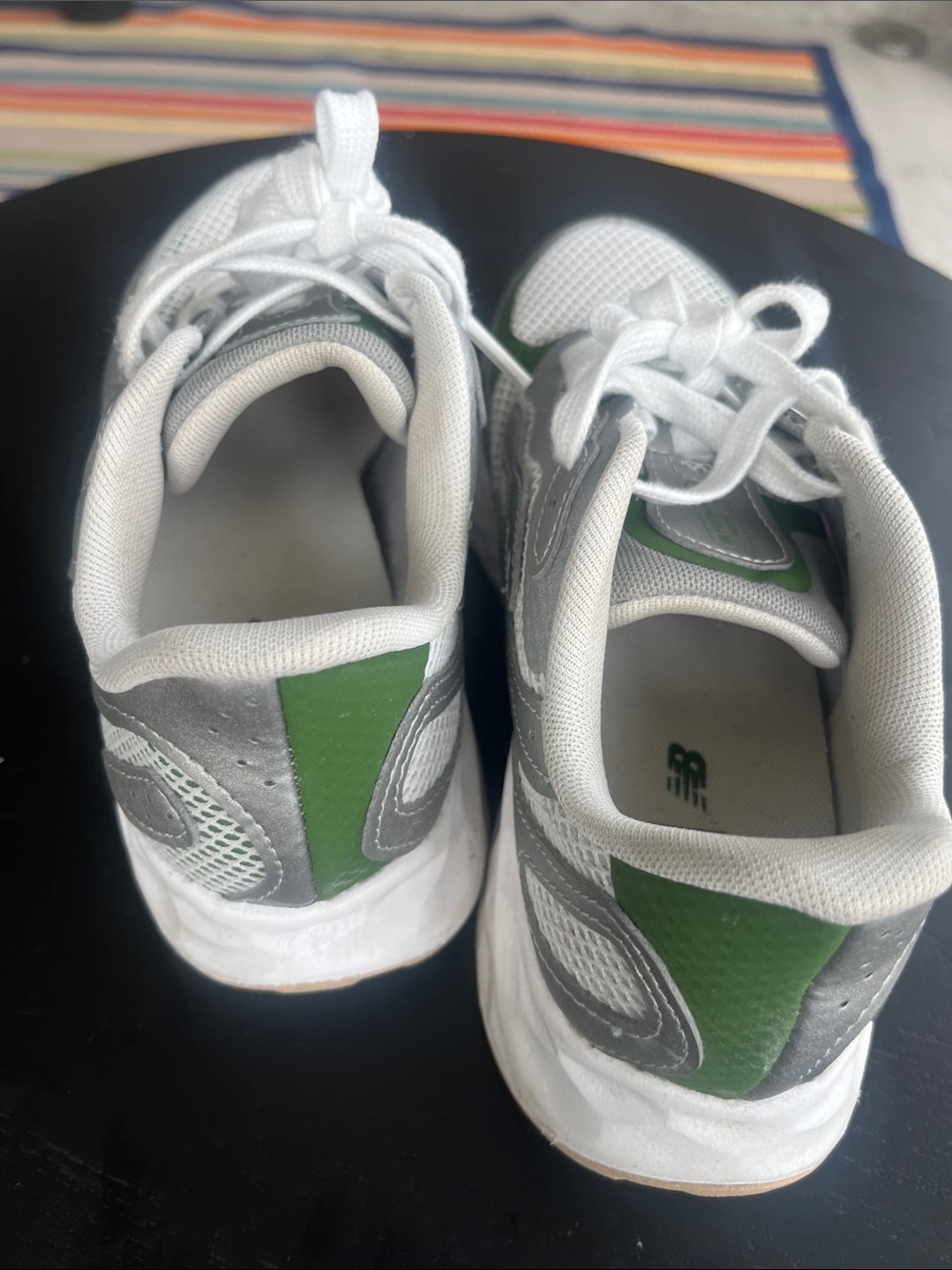 New Balance women’s White & Green Mesh Athletic Sneakers